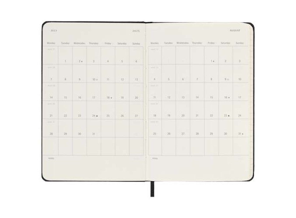 Agenda giornaliera tascabile 12 mesi con copertina rigida Moleskine