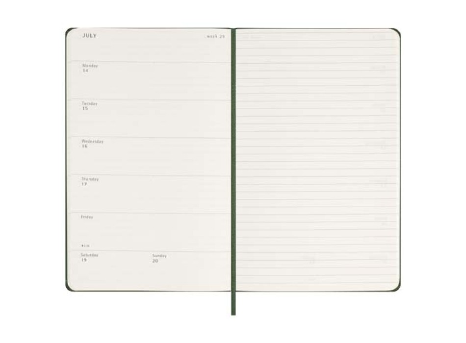 Agenda settimanale 12 mesi formato L con copertina rigida Moleskine