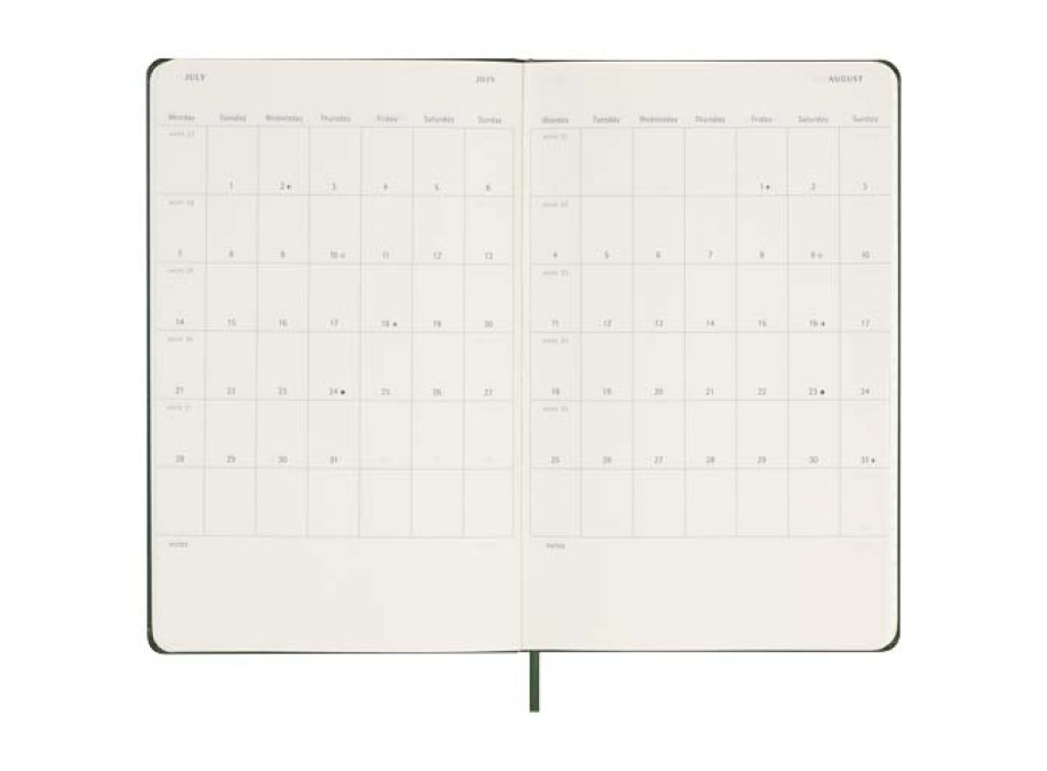 Agenda settimanale 12 mesi formato L con copertina rigida Moleskine