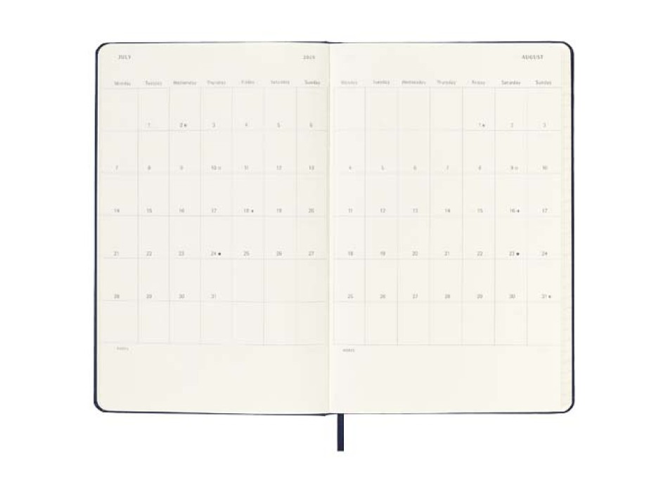 Agenda settimanale 12 mesi formato L con copertina rigida Moleskine