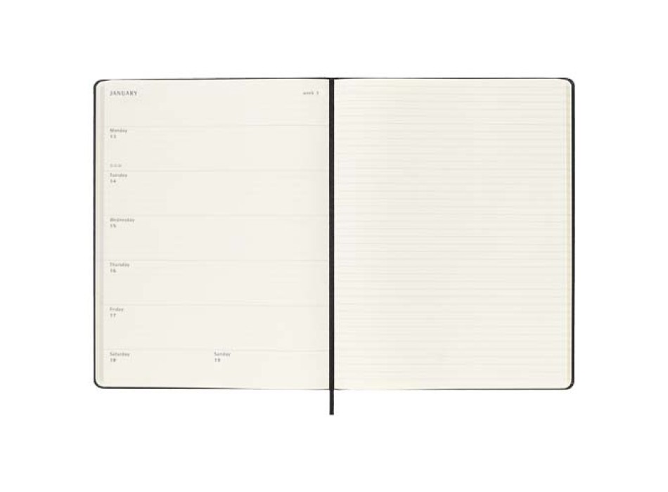 Agenda settimanale 12 mesi XL con copertina rigida Moleskine