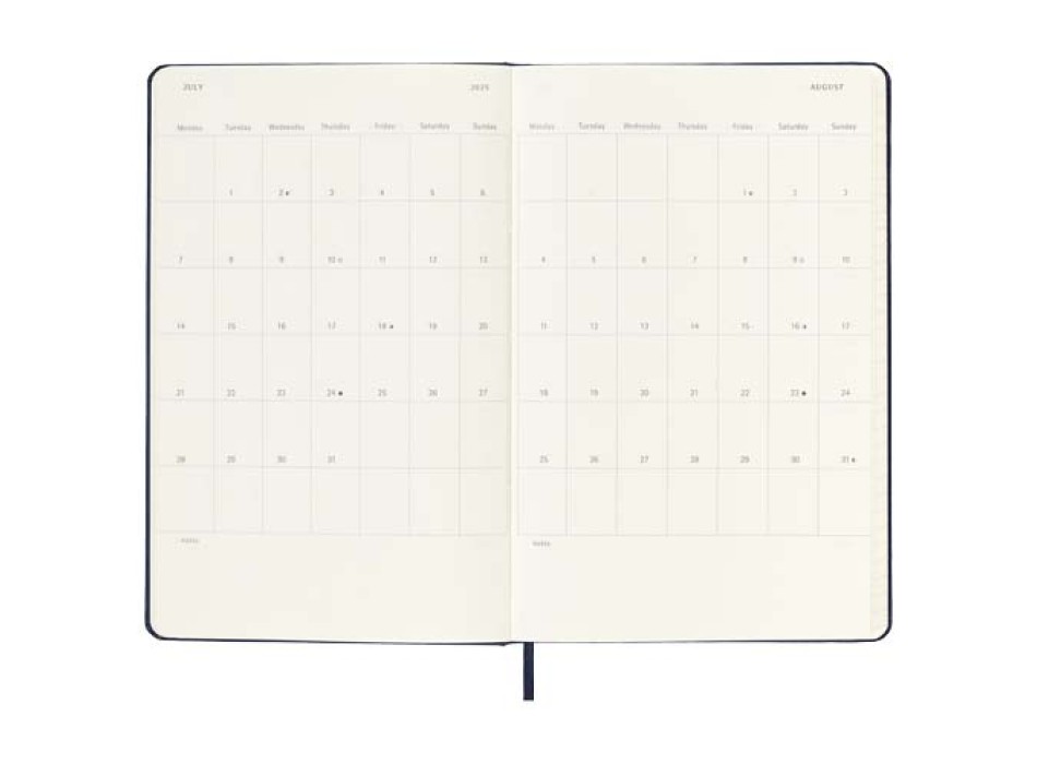 Agenda settimanale orizzontale 12 mesi formato L con copertina rigida Moleskine