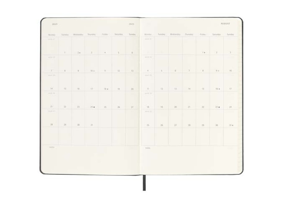 Agenda verticale 12 mesi formato L con copertina rigida Moleskine