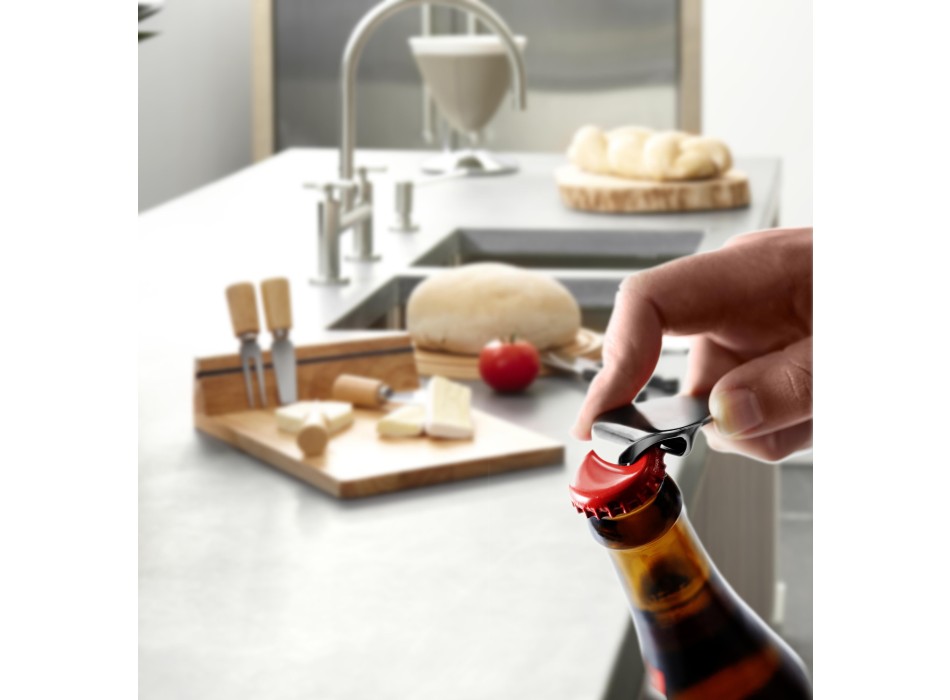 Apribottiglia-portachiavi in metallo Alma