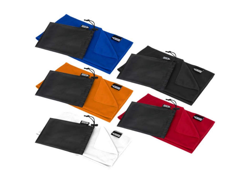 Asciugamano sportivo Raquel di raffreddamento in PET riciclato con pouch 80 x 30 cm