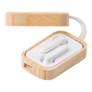 Auricolari in ABS, custodia in bambù Marmara