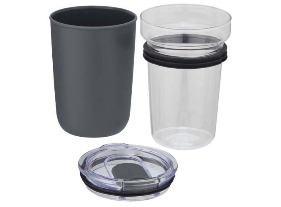 Bicchiere Bello da 420 ml in vetro con parete esterna in plastica riciclata