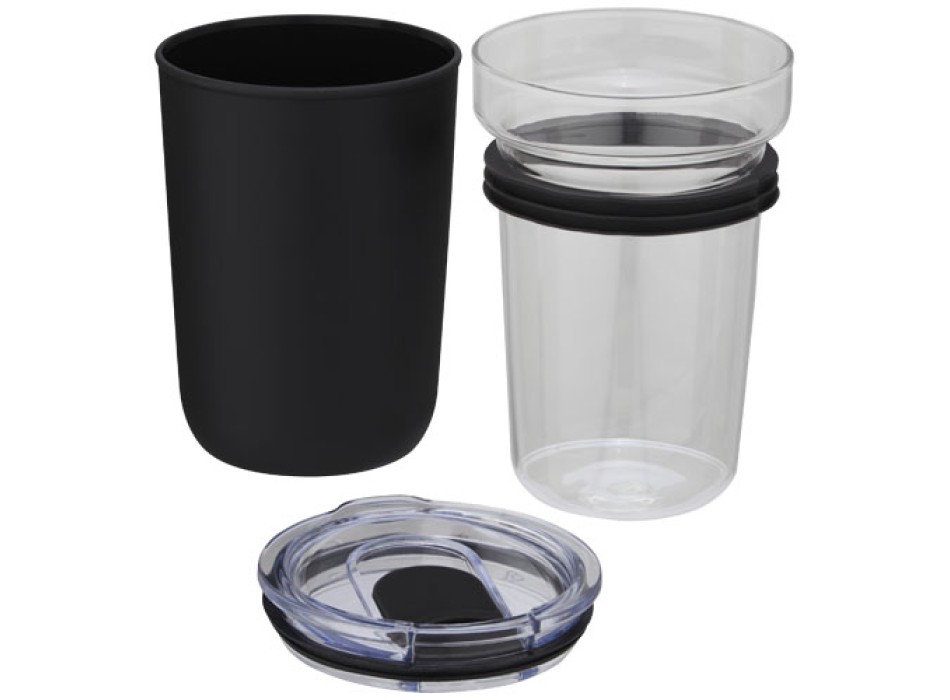 Bicchiere Bello da 420 ml in vetro con parete esterna in plastica riciclata