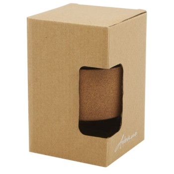 Bicchiere da 360 ml in vetro borosilicato con impugnatura in sughero e coperchio in silicone Lidan