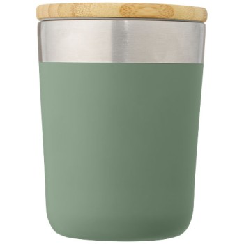 Bicchiere termico in acciaio inossidabile con isolamento sottovuoto in rame e coperchio in bambù da 330 ml Lagan