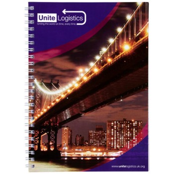 Blocco note a spirale A4 con copertina posteriore stampata Desk-Mate®