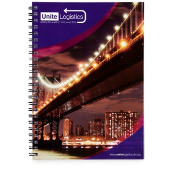 Blocco note a spirale A4 con copertina posteriore stampata Desk-Mate®