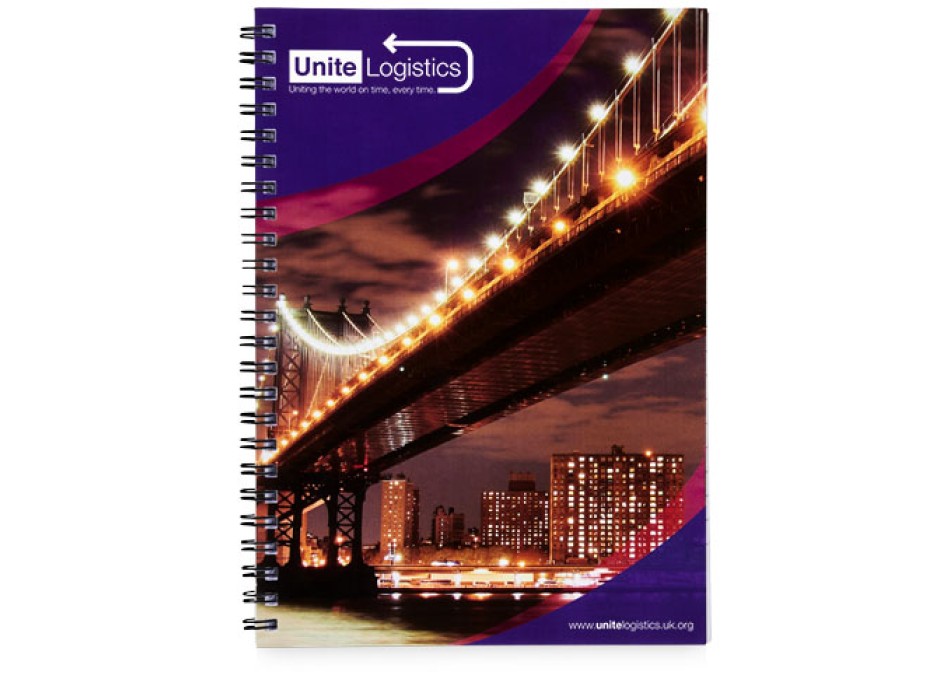 Blocco note a spirale A4 con copertina posteriore stampata Desk-Mate®