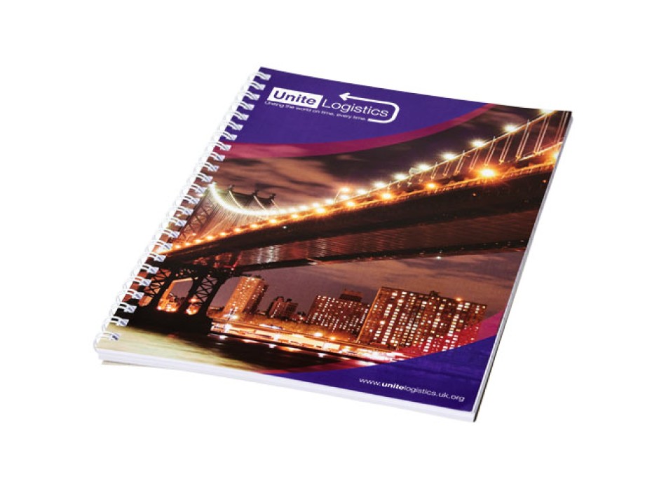 Blocco note a spirale A4 con copertina posteriore stampata Desk-Mate®