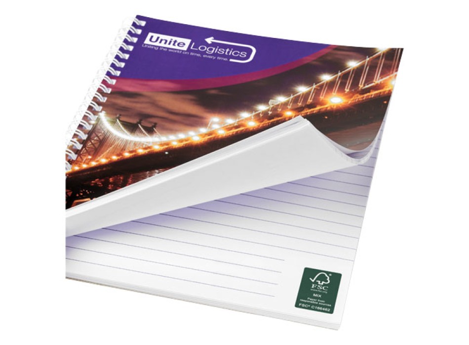 Blocco note a spirale A5 con copertina posteriore stampata Desk-Mate®