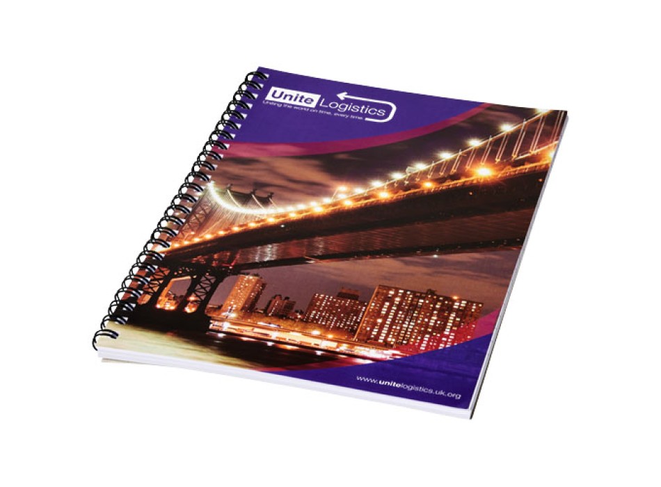 Blocco note a spirale A5 con copertina posteriore stampata Desk-Mate®