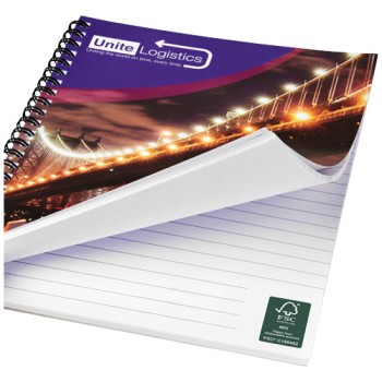 Blocco note a spirale A5 con copertina posteriore stampata Desk-Mate®