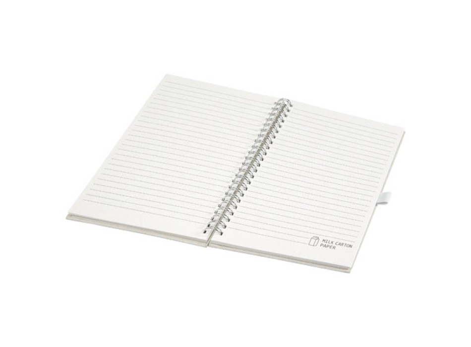 Blocco note a spirale Dairy Dream in formato A5 realizzato con cartoni del latte riciclati