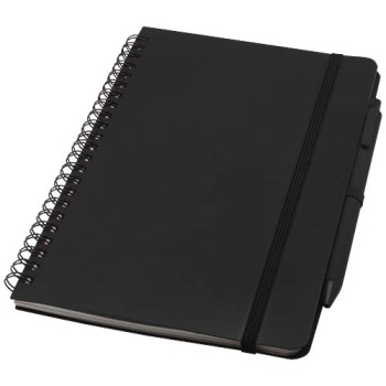 Blocco note formato A5 con copertina rigida in plastica recuperata in prossimità degli oceani e penna a sfera Thalaasa (inchiostro nero)