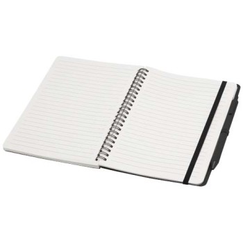 Blocco note formato A5 con copertina rigida in plastica recuperata in prossimità degli oceani e penna a sfera Thalaasa (inchiostro nero)