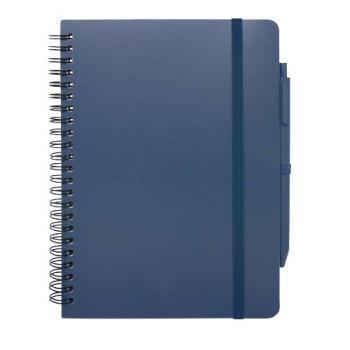 Blocco note formato A5 con copertina rigida in plastica recuperata in prossimità degli oceani e penna a sfera Thalaasa (inchiostro nero)