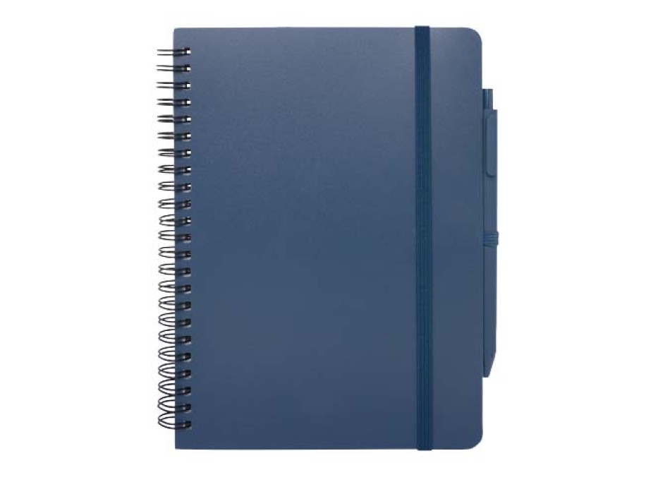Blocco note formato A5 con copertina rigida in plastica recuperata in prossimità degli oceani e penna a sfera Thalaasa (inchiostro nero)