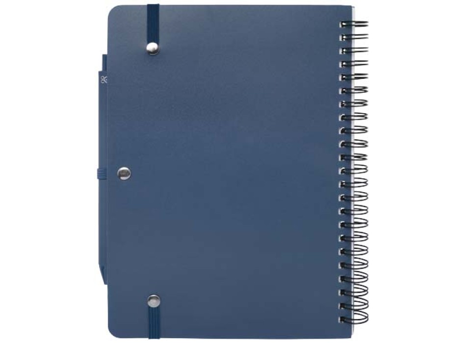 Blocco note formato A5 con copertina rigida in plastica recuperata in prossimità degli oceani e penna a sfera Thalaasa (inchiostro nero)