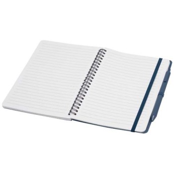 Blocco note formato A5 con copertina rigida in plastica recuperata in prossimità degli oceani e penna a sfera Thalaasa (inchiostro nero)