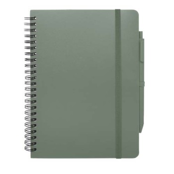 Blocco note formato A5 con copertina rigida in plastica recuperata in prossimità degli oceani e penna a sfera Thalaasa (inchiostro nero)