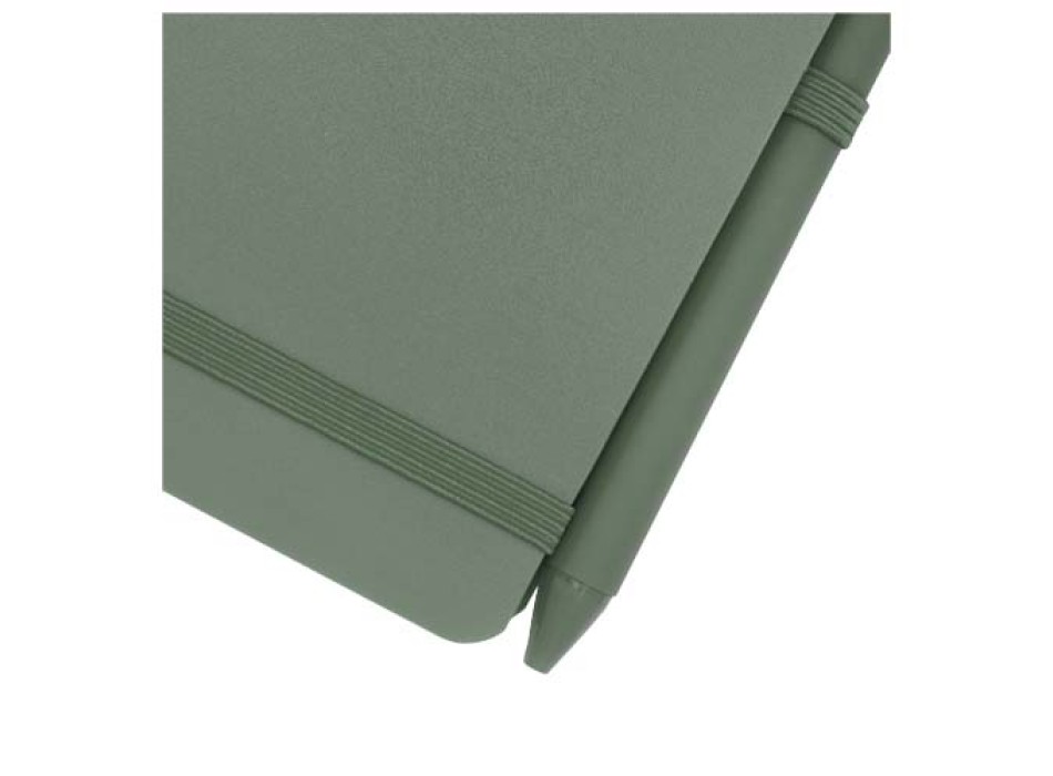Blocco note formato A6 con copertina rigida in plastica recuperata in prossimità degli oceani e penna a sfera Thalaasa (inchiostro nero)