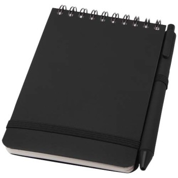 Blocco note formato A6 con copertina rigida in plastica recuperata in prossimità degli oceani e penna a sfera Thalaasa (inchiostro nero)