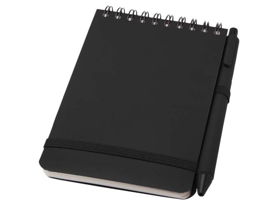 Blocco note formato A6 con copertina rigida in plastica recuperata in prossimità degli oceani e penna a sfera Thalaasa (inchiostro nero)