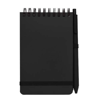 Blocco note formato A6 con copertina rigida in plastica recuperata in prossimità degli oceani e penna a sfera Thalaasa (inchiostro nero)