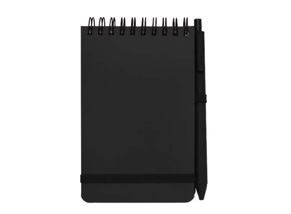 Blocco note formato A6 con copertina rigida in plastica recuperata in prossimità degli oceani e penna a sfera Thalaasa (inchiostro nero)