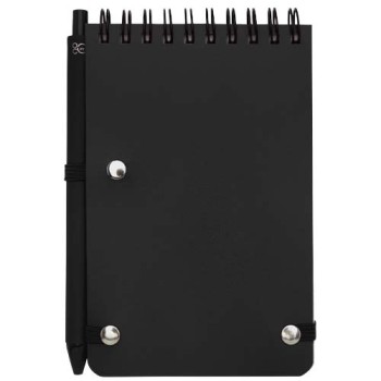 Blocco note formato A6 con copertina rigida in plastica recuperata in prossimità degli oceani e penna a sfera Thalaasa (inchiostro nero)
