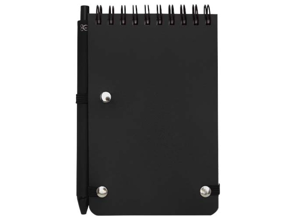 Blocco note formato A6 con copertina rigida in plastica recuperata in prossimità degli oceani e penna a sfera Thalaasa (inchiostro nero)