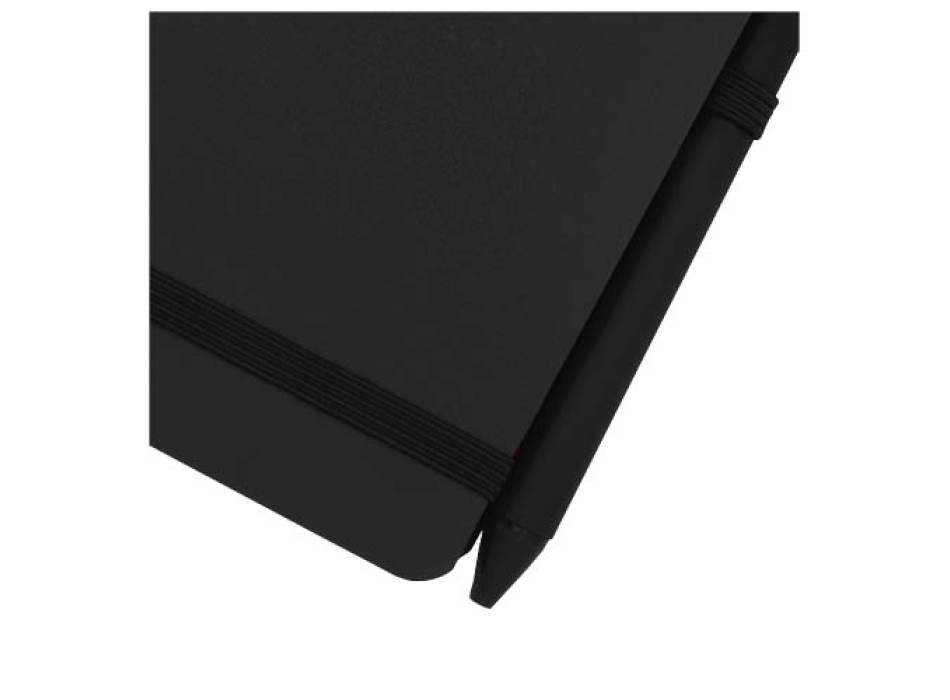 Blocco note formato A6 con copertina rigida in plastica recuperata in prossimità degli oceani e penna a sfera Thalaasa (inchiostro nero)