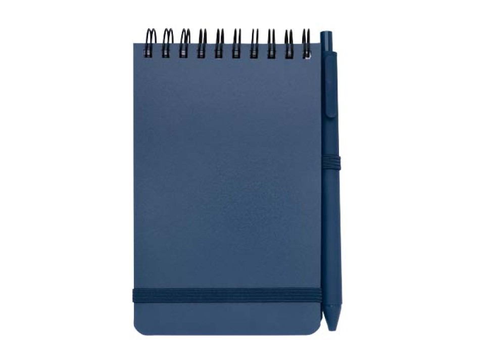 Blocco note formato A6 con copertina rigida in plastica recuperata in prossimità degli oceani e penna a sfera Thalaasa (inchiostro nero)
