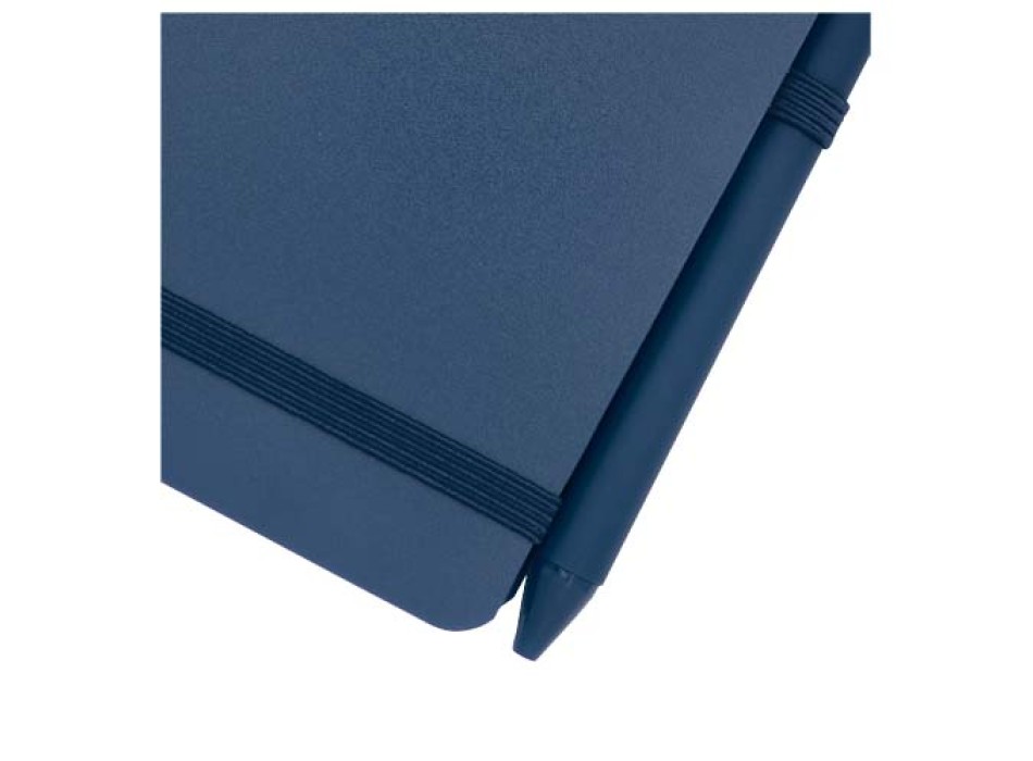 Blocco note formato A6 con copertina rigida in plastica recuperata in prossimità degli oceani e penna a sfera Thalaasa (inchiostro nero)