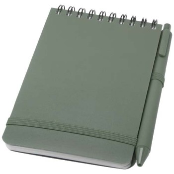 Blocco note formato A6 con copertina rigida in plastica recuperata in prossimità degli oceani e penna a sfera Thalaasa (inchiostro nero)