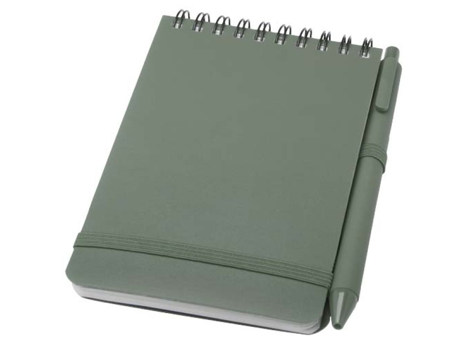 Blocco note formato A6 con copertina rigida in plastica recuperata in prossimità degli oceani e penna a sfera Thalaasa (inchiostro nero)