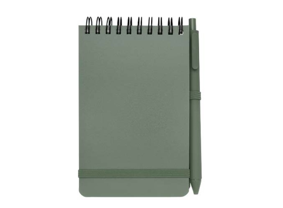 Blocco note formato A6 con copertina rigida in plastica recuperata in prossimità degli oceani e penna a sfera Thalaasa (inchiostro nero)