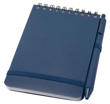 Blocco note formato A6 con copertina rigida in plastica recuperata in prossimità degli oceani e penna a sfera Thalaasa (inchiostro nero)