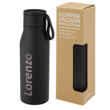 Borraccia in acciaio inossidabile da 500 ml con isolamento sottovuoto in rame, coperchio e cinturino in finta pelle Ljungan