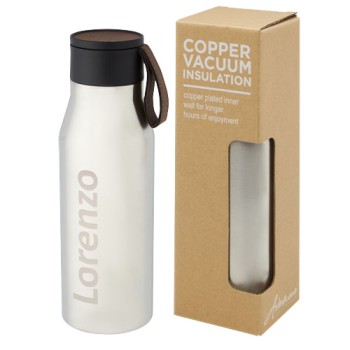 Borraccia in acciaio inossidabile da 500 ml con isolamento sottovuoto in rame, coperchio e cinturino in finta pelle Ljungan