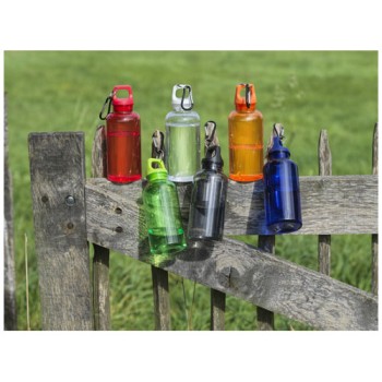 Borraccia in plastica riciclata certificata RCS da 400 ml con moschettone Oregon