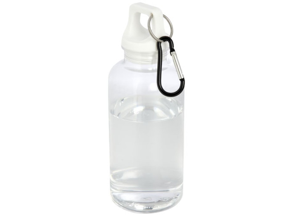 Borraccia in plastica riciclata certificata RCS da 400 ml con moschettone Oregon