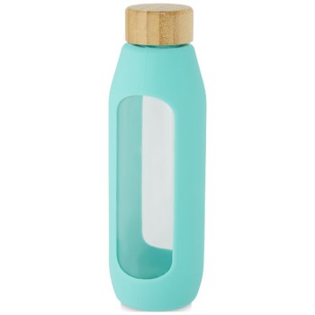 Borraccia in vetro borosilicato da 600 ml con impugnatura in silicone Tidan