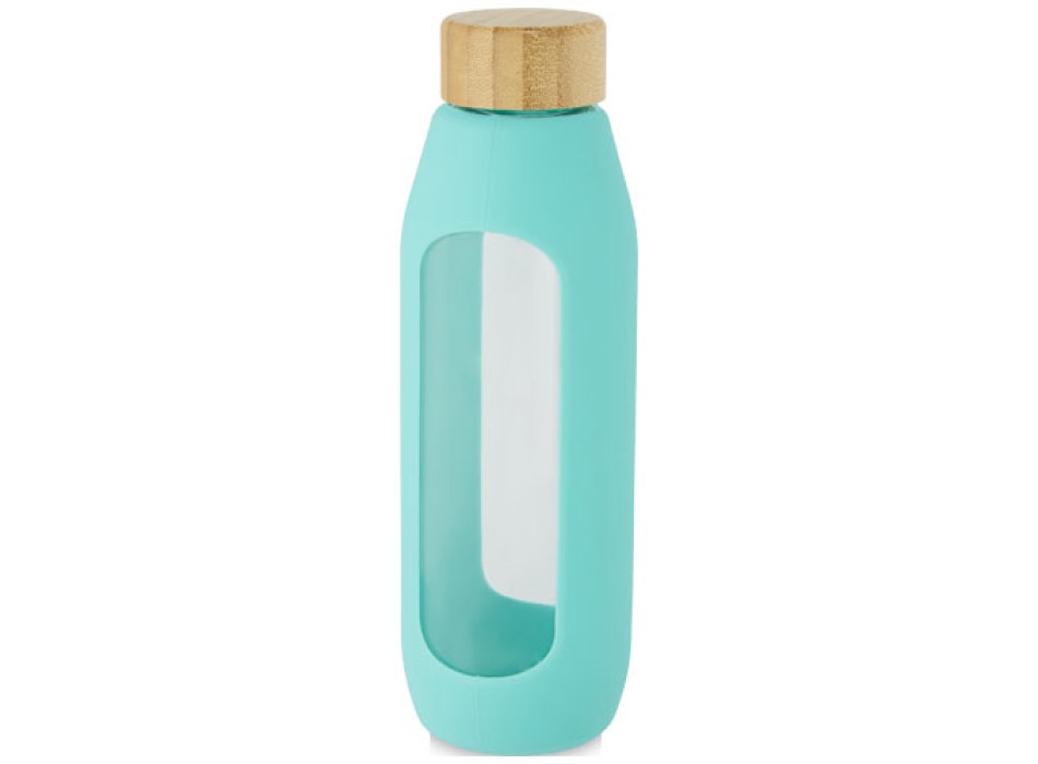 Borraccia in vetro borosilicato da 600 ml con impugnatura in silicone Tidan