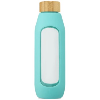Borraccia in vetro borosilicato da 600 ml con impugnatura in silicone Tidan